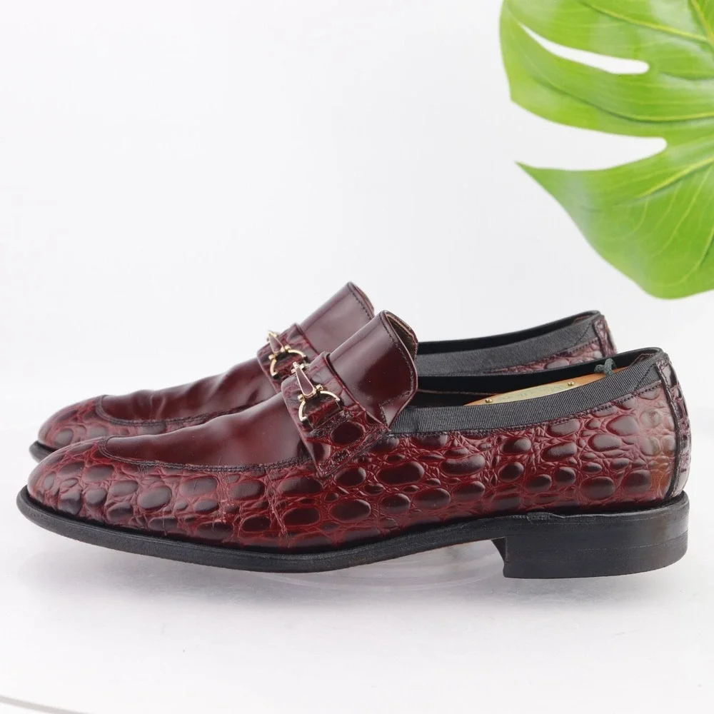 Allen Edmonds Mens Malibu Bit Loafer Size 10 C Red Exotic Leather Slip On Shoes